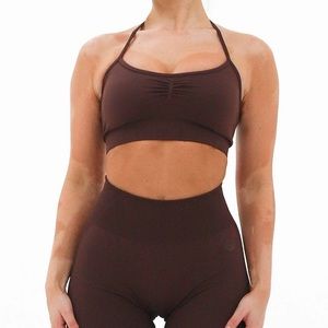 Lazuli Label Halter Sports Bra in Brown